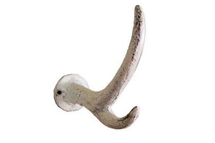 Whitewashed Cast Iron Antler Hook 5""