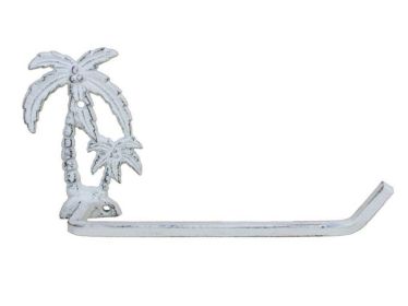 Whitewashed Cast Iron Palm Tree Toilet Paper Holder 10""