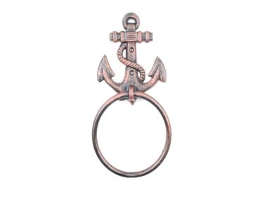 Rustic Copper Cast Iron Anchor Towel Holder 8.5""