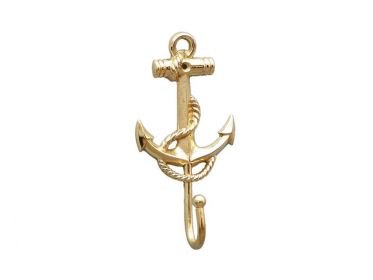 Gold Finish Anchor And Rope With Hook 7""