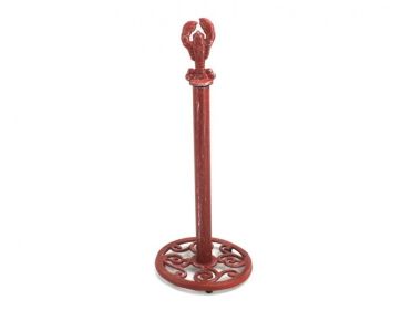 Rustic Red Cast Iron Lobster Extra Toilet Paper Stand 16""