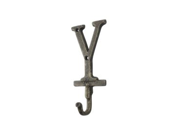Rustic Gold Cast Iron Letter Y Alphabet Wall Hook 6""