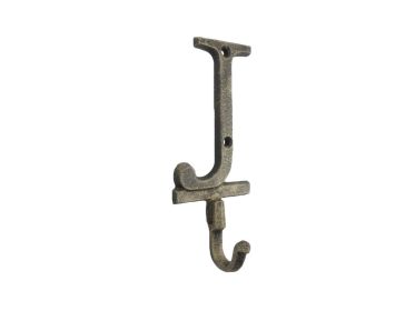 Rustic Gold Cast Iron Letter J Alphabet Wall Hook 6""