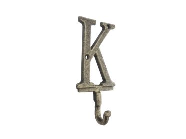 Rustic Gold Cast Iron Letter K Alphabet Wall Hook 6""