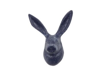 Rustic Dark Blue Cast Iron Decorative Rabbit Hook 5""