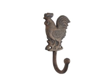 Rustic Copper Cast Iron Rooster Hook 7""