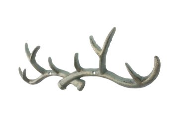 Antique Bronze Cast Iron Antler Wall Hooks 15""