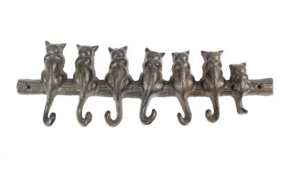 Cast Iron Cat Wall Hooks 13""