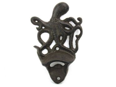 Cast Iron Wall Mounted Octopus Bottle Opener 6""