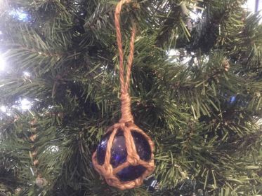 Blue Japanese Glass Ball Fishing Float Decoration Christmas Ornament 2""
