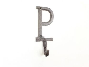 Cast Iron Letter P Alphabet Wall Hook 6""