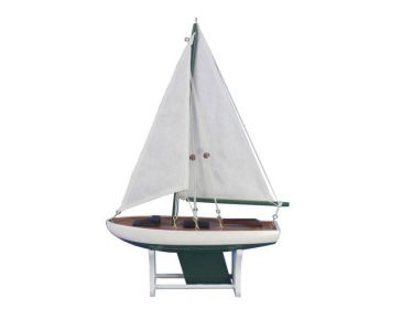 Wooden It Floats 12"" - Green Floating Sailboat Model