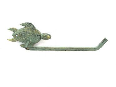 Antique Bronze Cast Iron Sea Turtle Toilet Paper Holder 10""