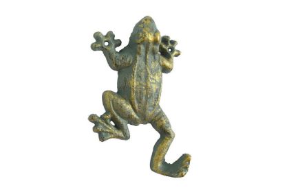 Antique Seaworn Bronze Cast Iron Frog Hook 6""