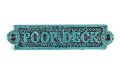 Seaworn Blue Cast Iron Poop Deck Sign 6""