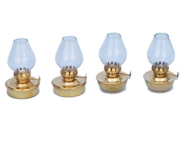 Solid Brass Table Oil Lamp 5"" - Set of 4
