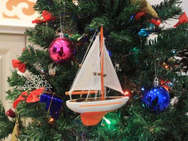 Orange Sailboat Christmas Tree Ornament 9""