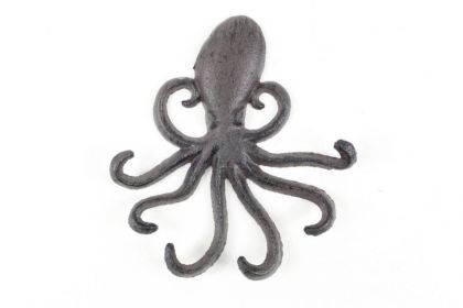Cast Iron Wall Mounted Decorative Octopus Hooks 7""