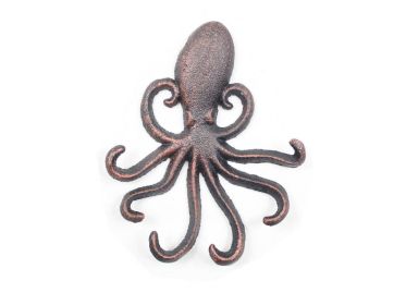 Rustic Copper Cast Iron Wall Mounted Decorative Octopus Hooks 7""