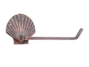 Rustic Copper Cast Iron Shell Toilet Paper Holder 10""