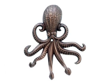 Antique Copper Wall Mounted Octopus Hooks 7""