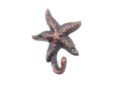 Rustic Copper Cast Iron Starfish Hook 4""