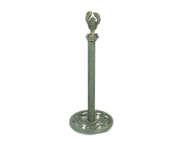 Antique Bronze Cast Iron Lobster Extra Toilet Paper Stand 16""