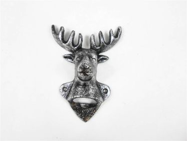 Rustic Silver Cast Iron Deer Bottle Opener 6""