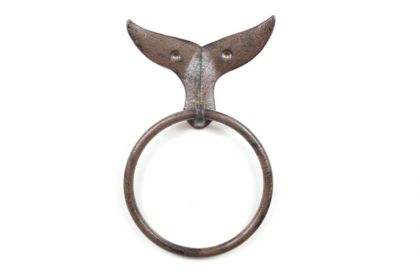 Cast Iron Decorative Whale Tail Towel Holder 7.5""