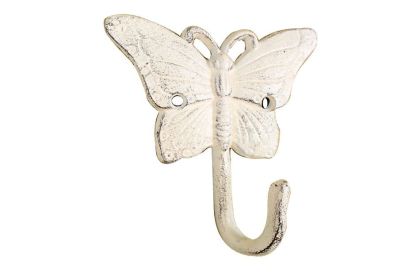 Whitewashed Cast Iron Butterfly Hook 6""