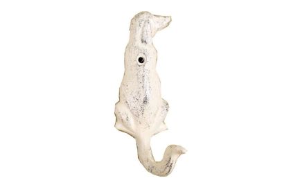 Whitewashed Cast Iron Dog Hook 6""