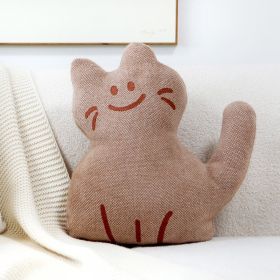 Cat Pillow Cover Cartoon Living Room Sofa (Option: Coffee Color-45x45)