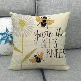 Household Little Bee Pattern Printed Linen Pillow Cover (Option: 1 Style-45x45cm)