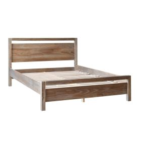 Queen Size FarmHouse Traditional Rustic Platform Bed (Color: Pine)