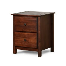 Farmhouse Solid Pine Wood 2 Drawer Nightstand (Color: Cherry Finish)