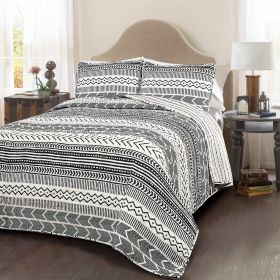 3 Piece Scandinavian Reversible Cotton Set (Color: Black White, size: Full/Queen)