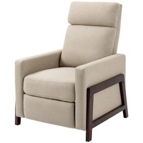 Modern Upholstered Manual Reclining Sofa Chair w/ Armrest and Footrest (Color: Grey)