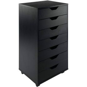 Modern Scandinavian Style 7-Drawer Storage Cabinet Chest (Color: Black Finish)