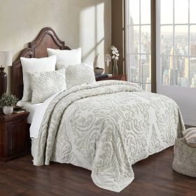 King Size 100-Percent Cotton Chenille 3-Piece Coverlet Bedspread Set (Color: Ivory)