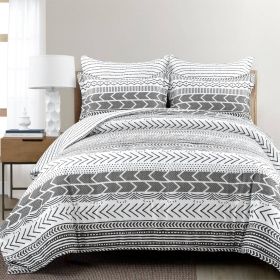 King Size Scandinavian 5 Piece Lightweight Comforter Set Black (Color: White)