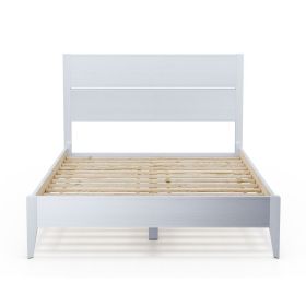 King Size Rustic Mid Century Slatted Platform Bed (Color: Walnut)