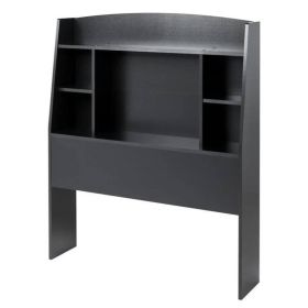 Twin size Bookcase Storage Headboard in Wood Finish (Color: Black)