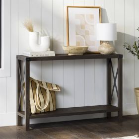 Industrial Farmhouse Entryway Table / Sofa Table in Wood Finish (Color: Brown Grey)