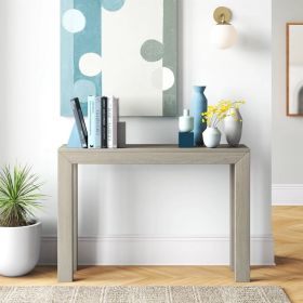 Solid Wood Modern Accent Console Table / Sofa Table (Color: Beige Seashell Finish)