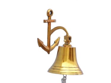 Brass Plated Hanging Anchor Bell (size: 10'')