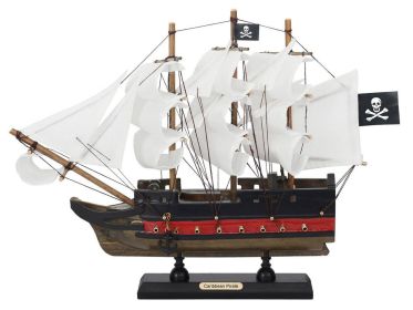 Wooden Caribbean Pirate White Sails Limited Model Pirate Ship (size: 12'''')