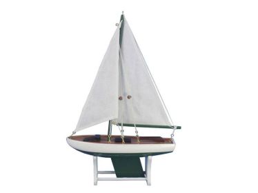 Wooden It Floats 12"" - Floating Sailboat Model (Color: Green)