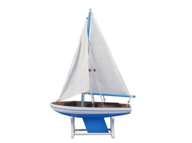 Wooden Decorative Sailboat 12"" - Sailboat Model (Color: Light Blue)