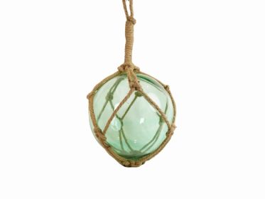 Seafoam Green Japanese Glass Ball Fishing Float With Brown Netting Decoration (size: 12'''')