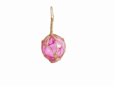 Pink Japanese Glass Ball Fishing Float With Brown Netting Decoration (size: 2'''')